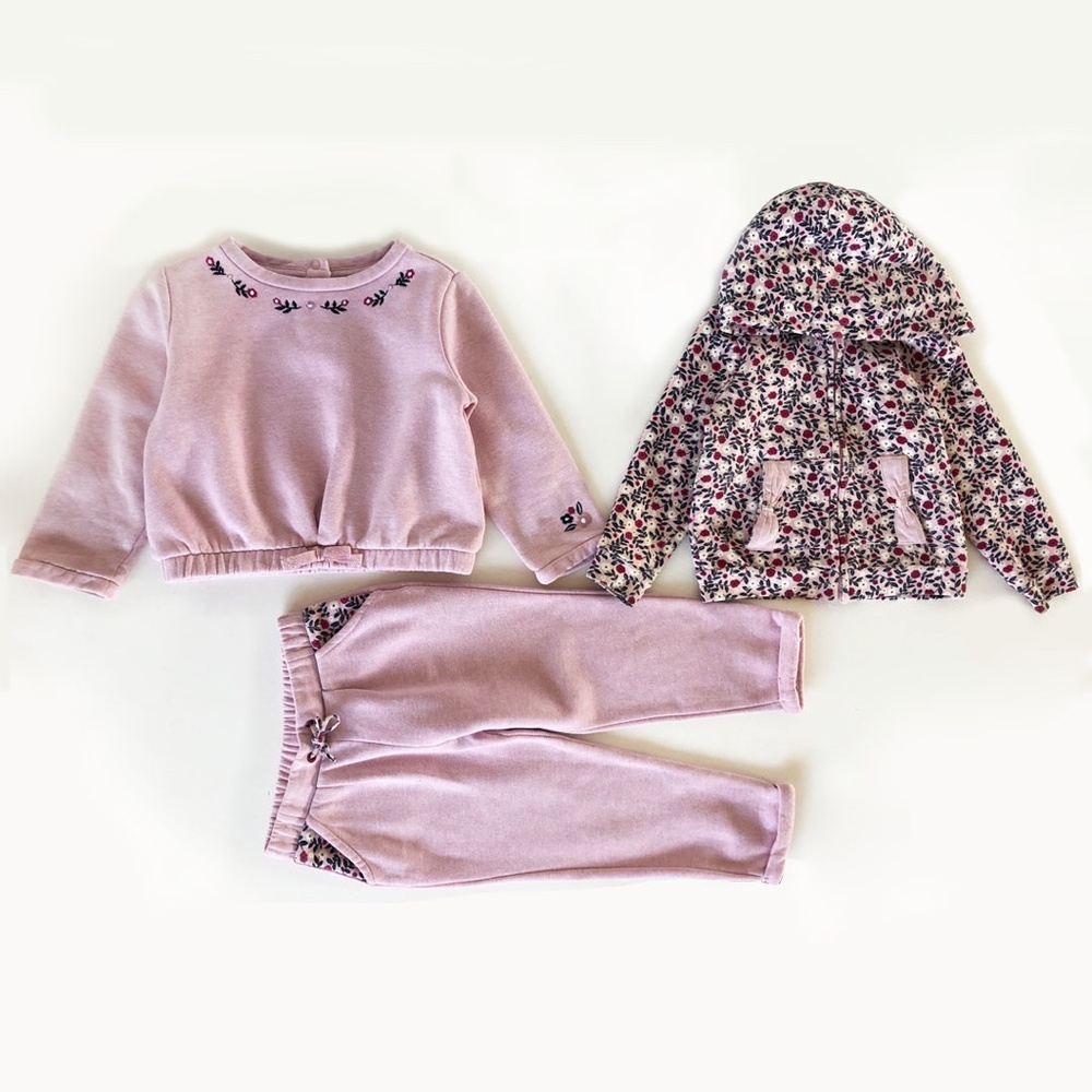 Sergent Major Baby Girl's Floral Jacket, Pullover & Joggers Set Of 3